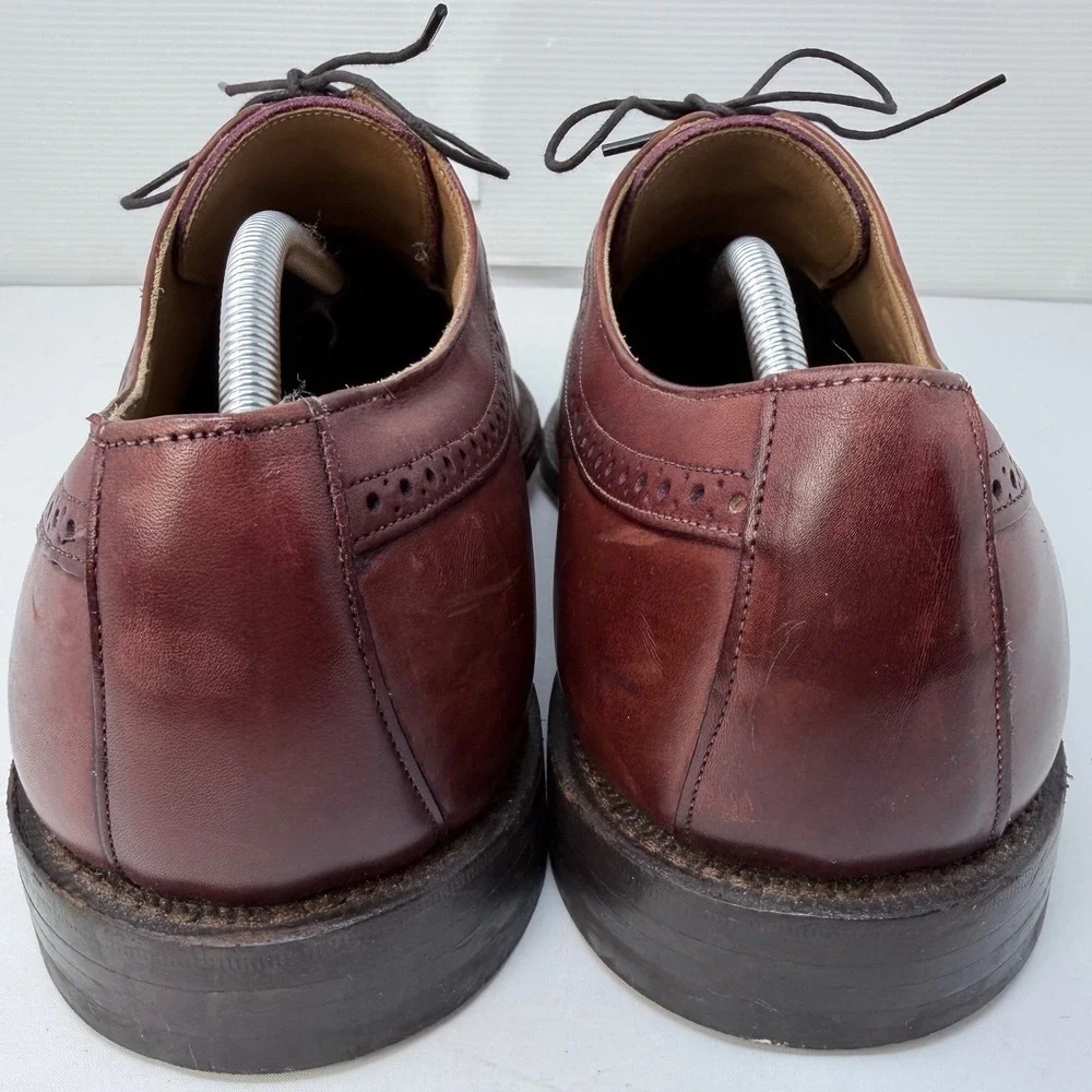 Johnston & Murphy Aristocraft Mens 12 D Burgundy Leather Wingtip Oxford 15-1036